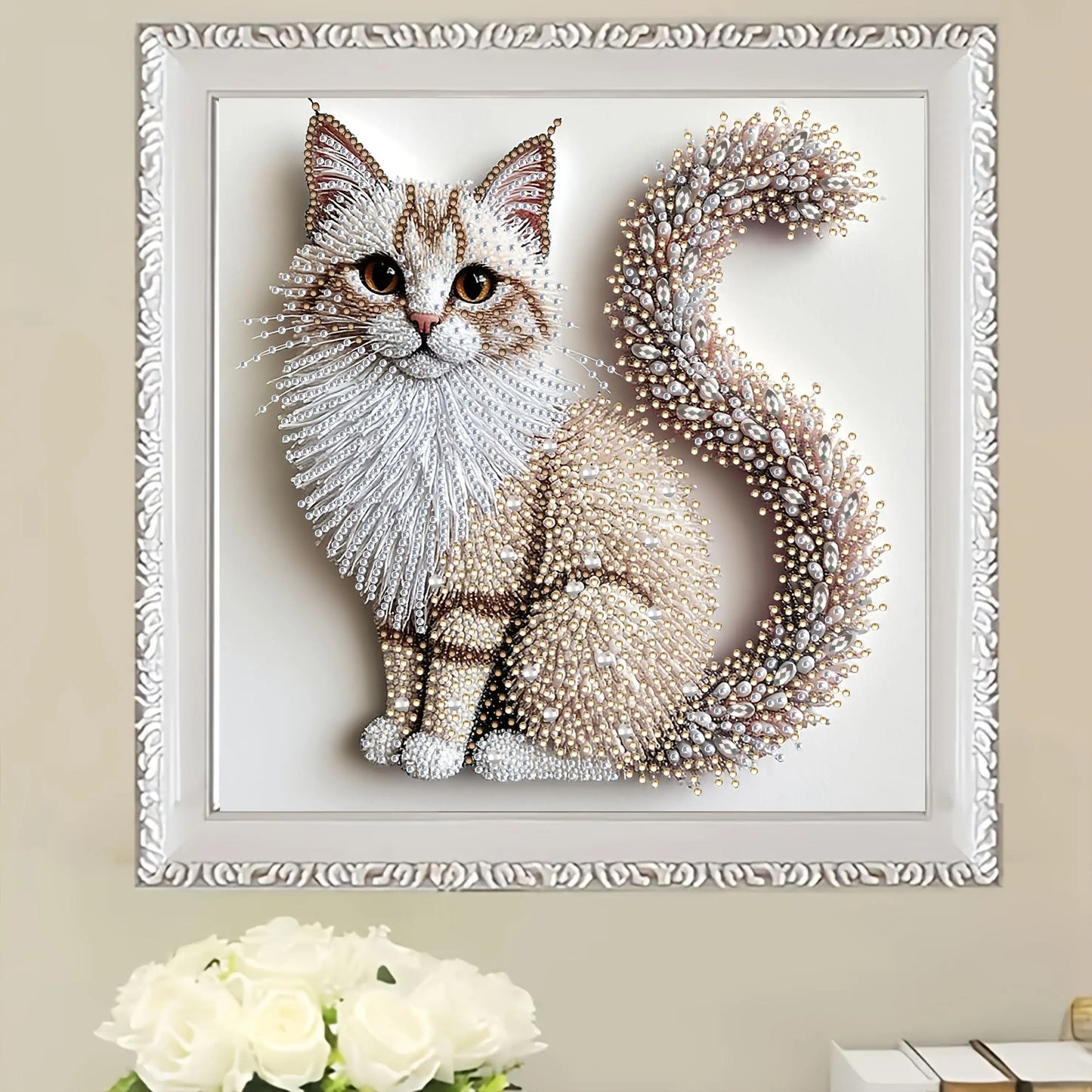 Hush Fluffy Kitten Rhinestone Wall Canvas