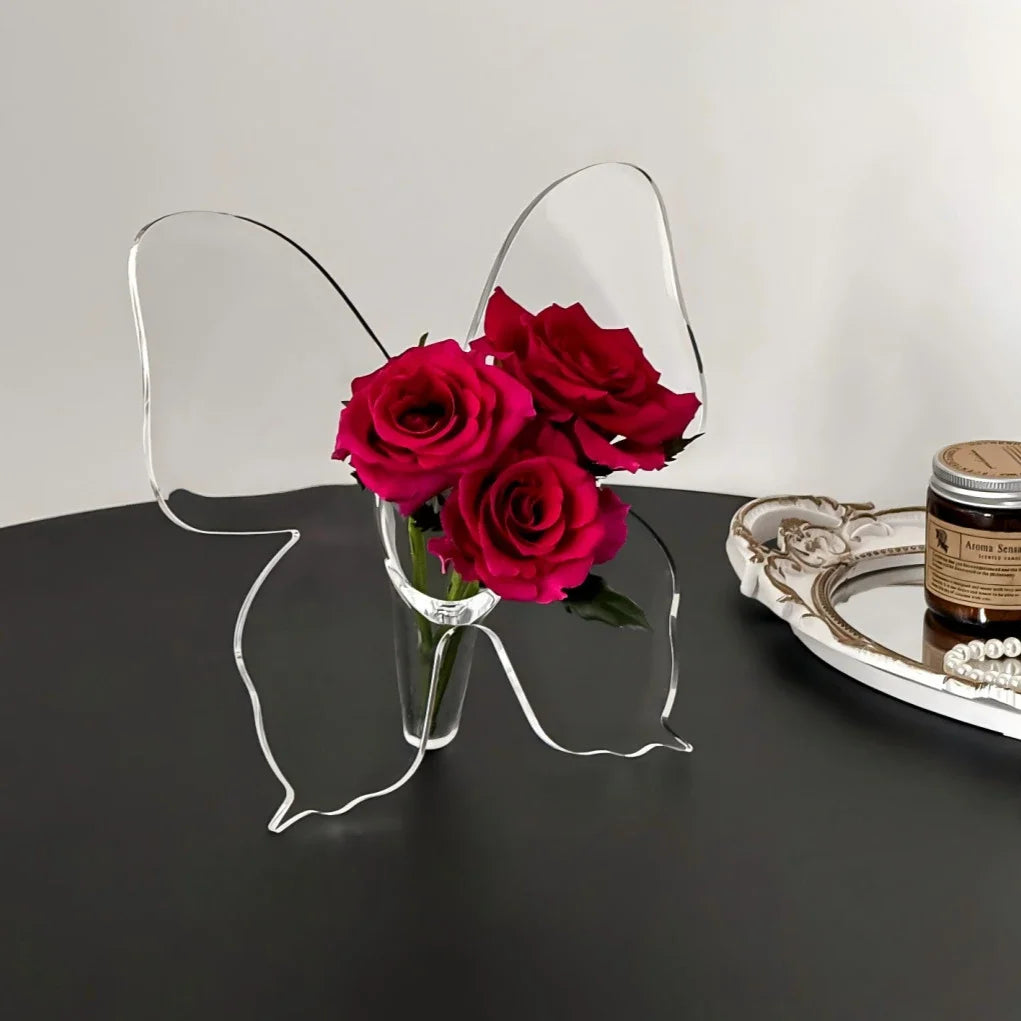 Artistic Butterfly Clear Flower Vase