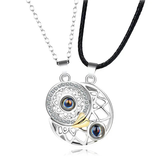 I Love You Magnetic Projection Couple Necklace Set