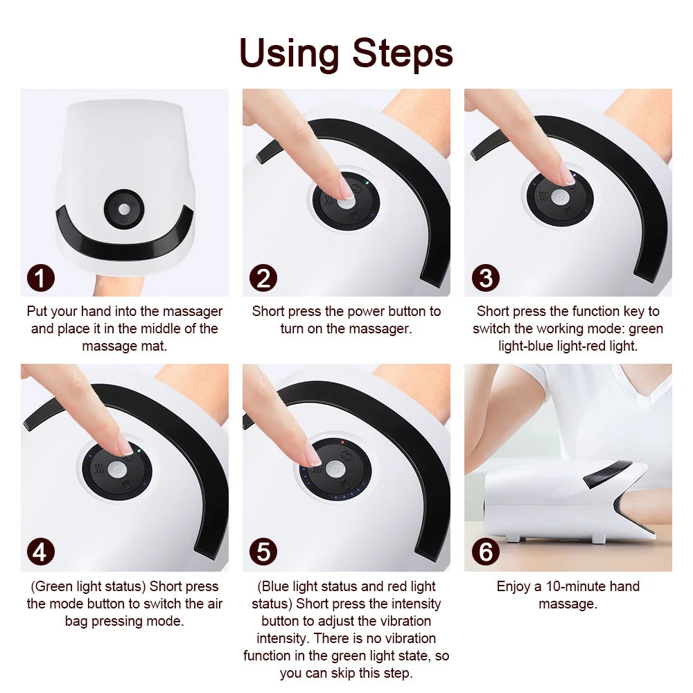 Hot Compress Electric Triple Mode Ergonomic Hand Massager