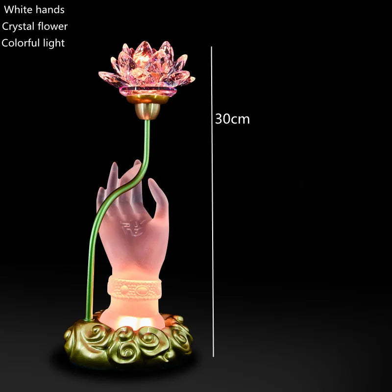 Sacred Lotus Hand Crystal Lamp