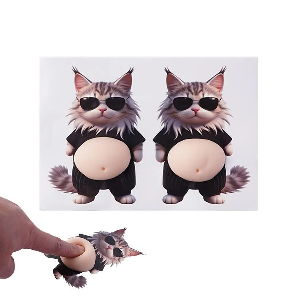 Chubby Cat Belly 3D Door Bumper Sticker