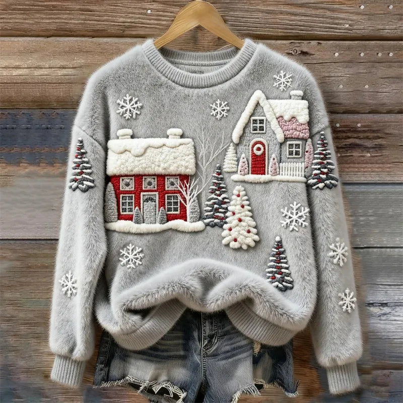 Christmas Village Plush Sweater