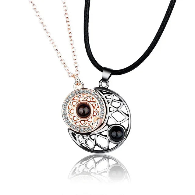 I Love You Magnetic Projection Couple Necklace Set