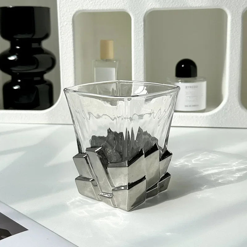 Geometric Onyx Base Glass Cup