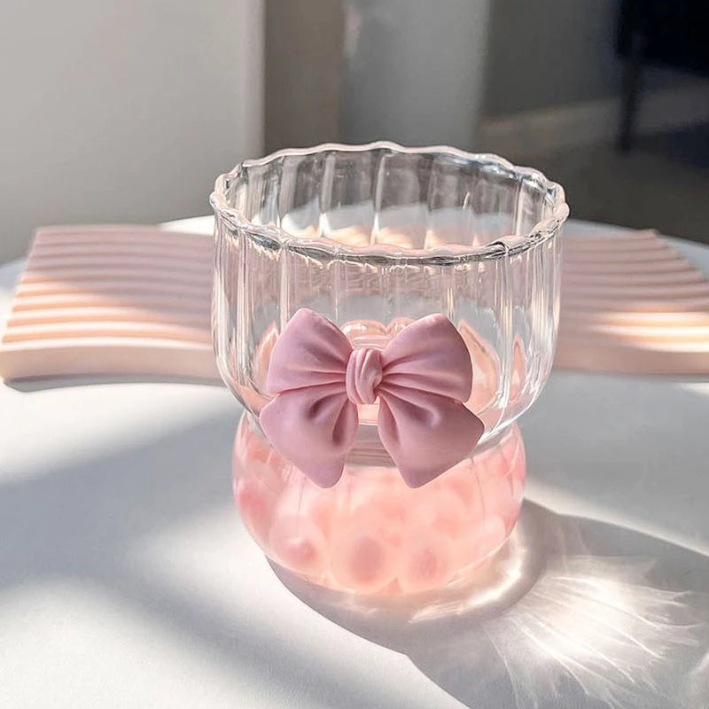 Cute Ribbon Glass Coffee Mug