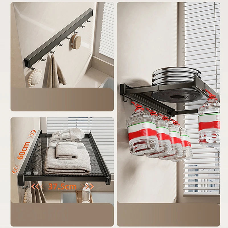 Ultra Suction Expandable Towel Storage Organizer Rack