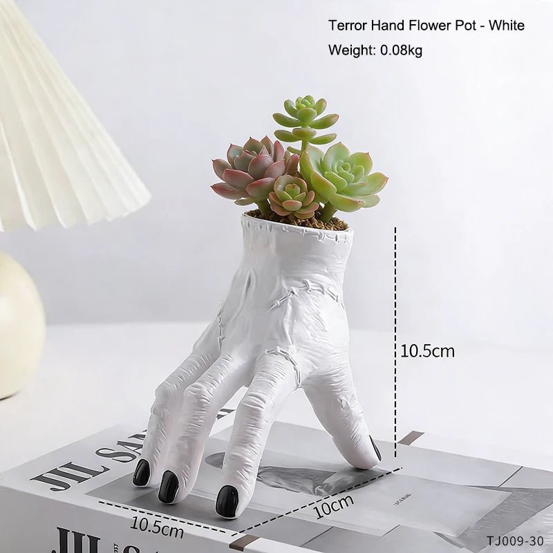 Nightcrawl Gothic Hand Ceramic Planter Pot