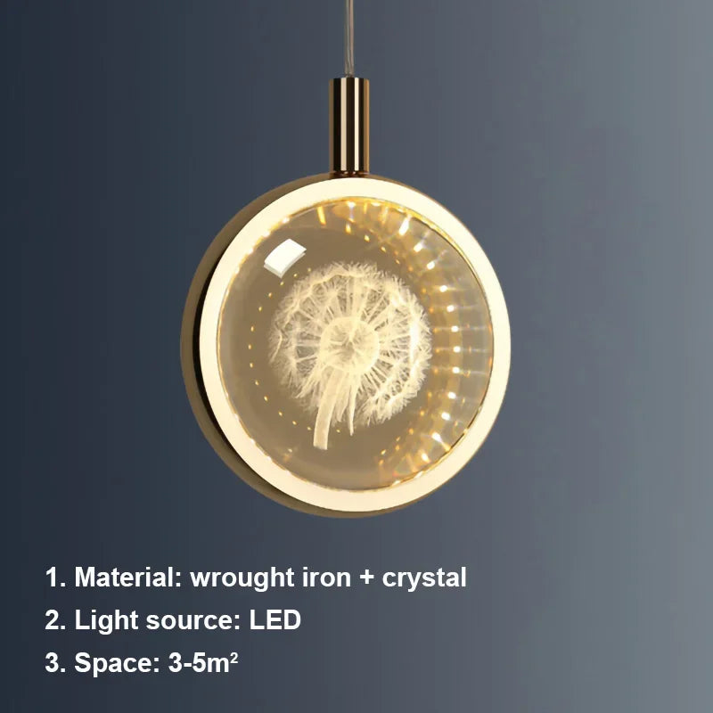 Nordic Crystal Halo Pendant Light