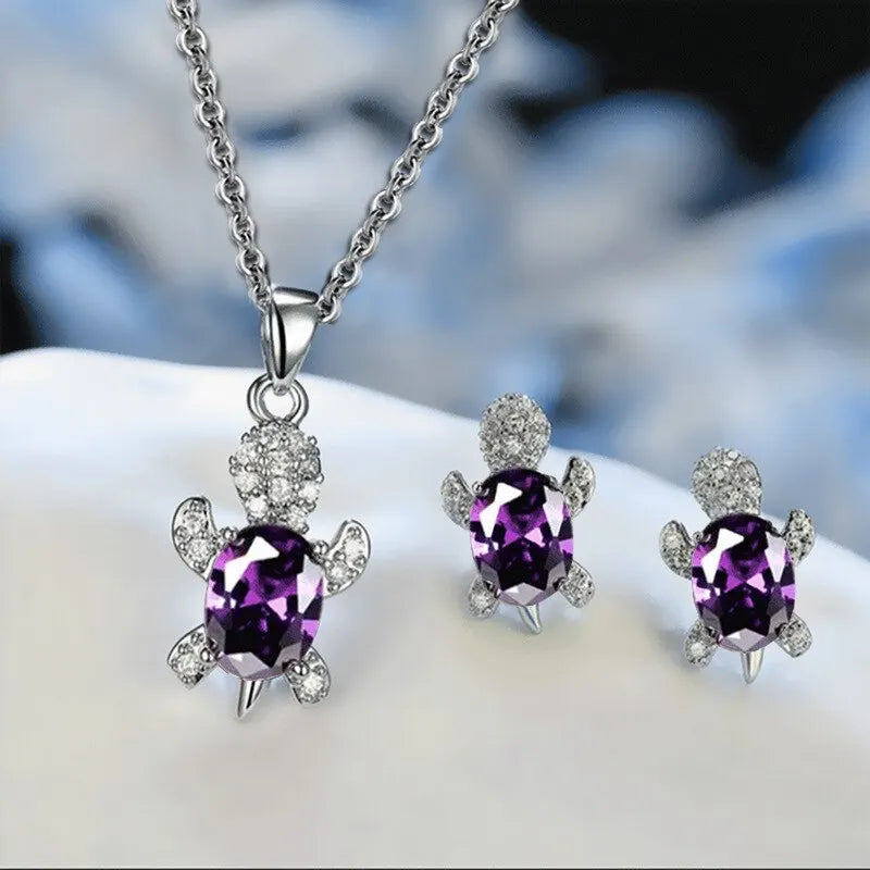 Ocean Turtle Lucky Necklace Earring Set