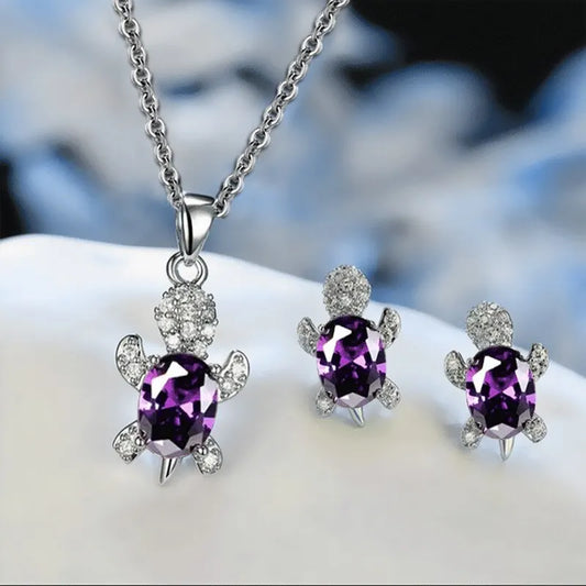 Ocean Turtle Lucky Necklace Earring Set