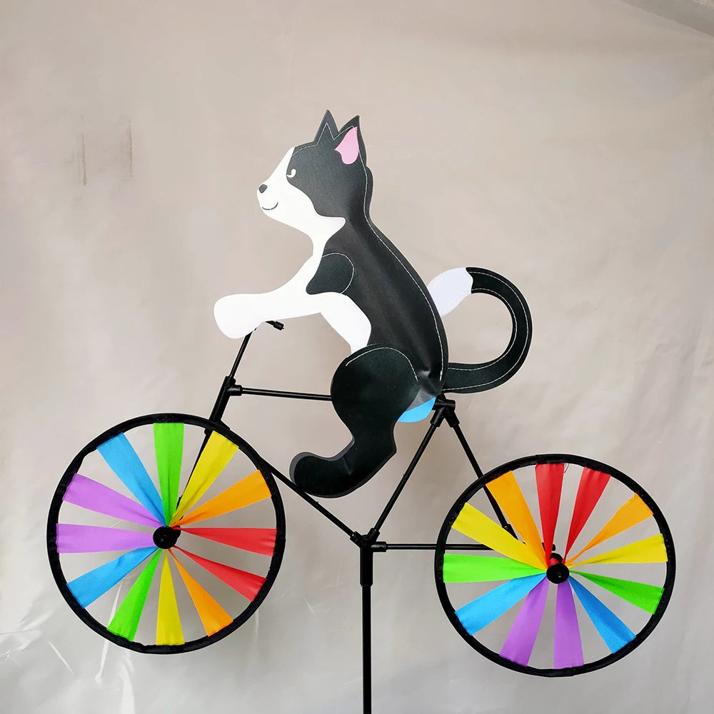 Rainbow Bicycle Cat Garden Decor