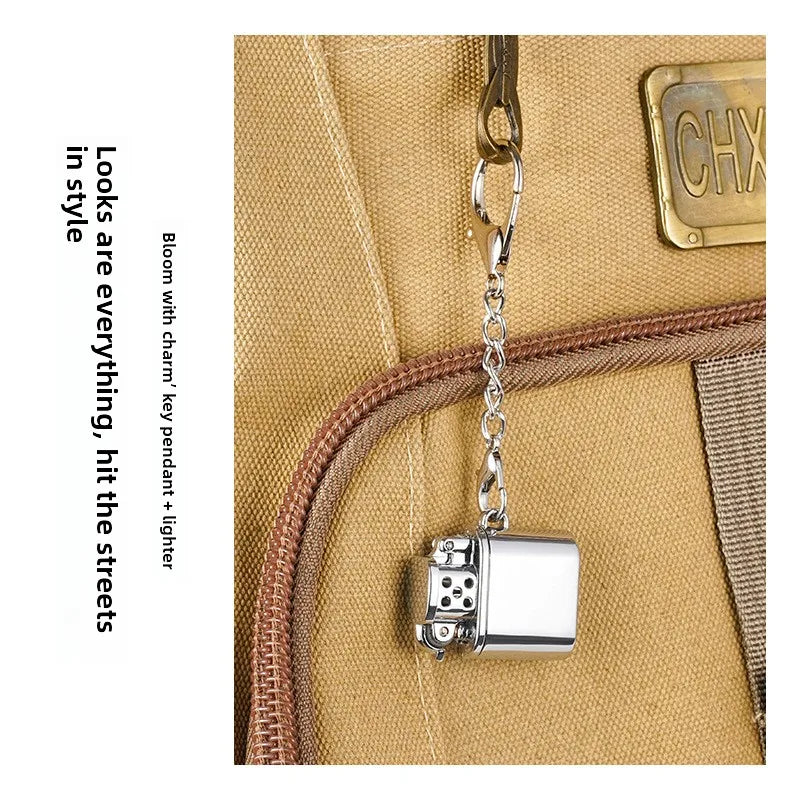 Spark Tag Metal Windproof Kerosene Keychain Lighter
