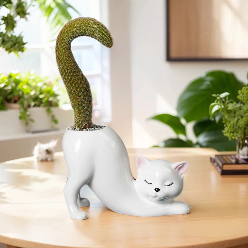 Grow a Tail Cat-Shaped Planter Vase