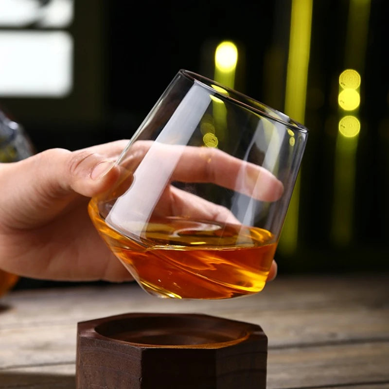 Tilted Base Whiskey Rocking Glass