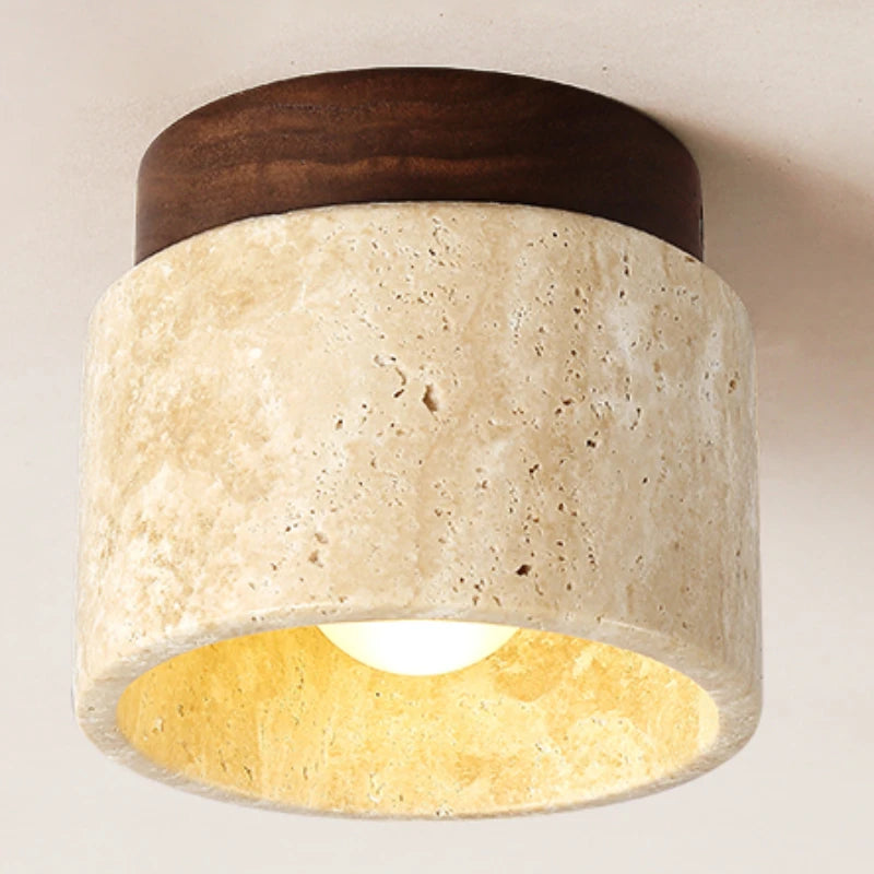 Monolith Stone Wood Surface-Mounted Ceiling Light