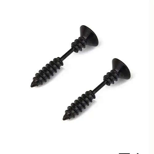 Realistic Screw Industrial Steel Earrings
