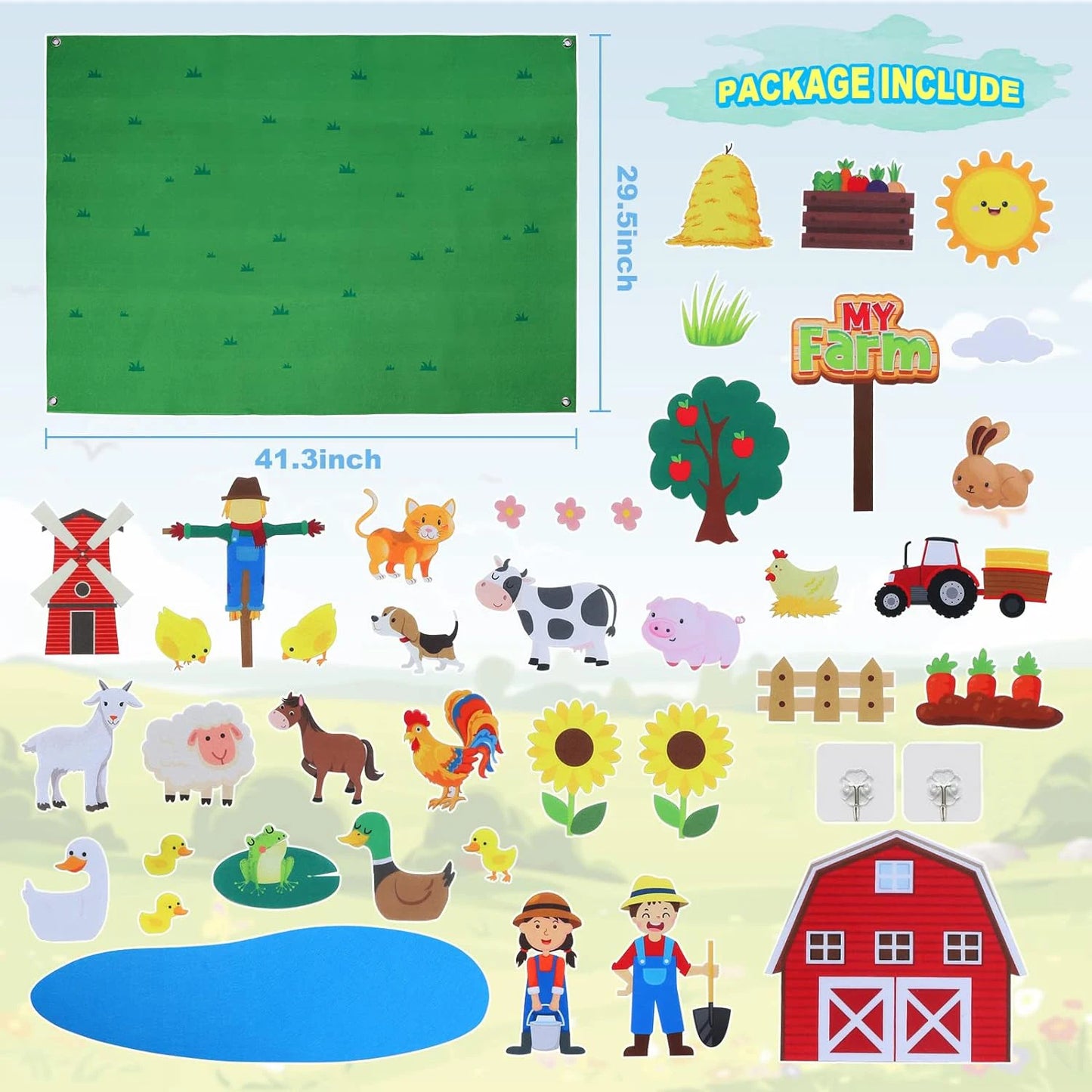 Interactive Early Learning Farm Animals Felt Story Board Set