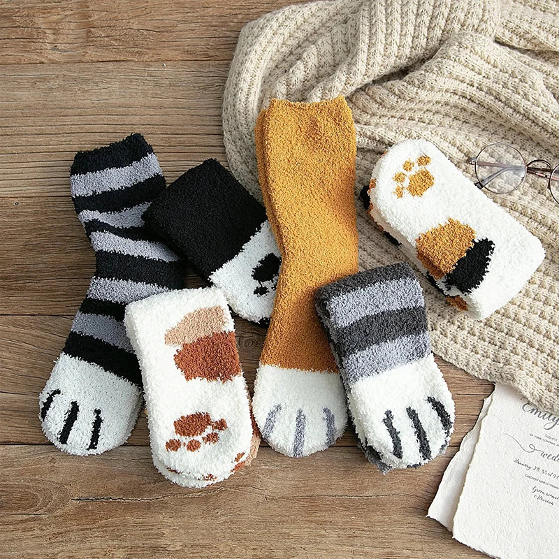 Plush Winter Cute Cat Paws Sock
