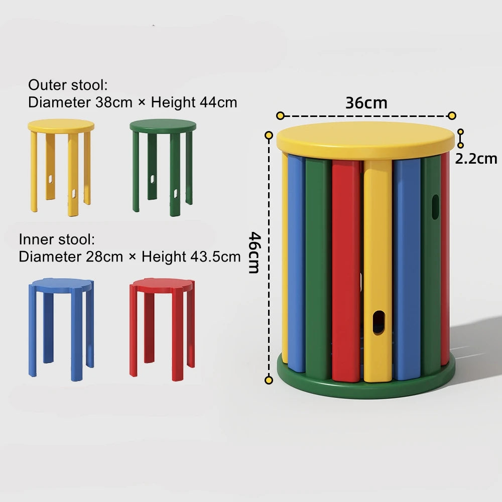 Stackable Rainbow Wooden Chair Table