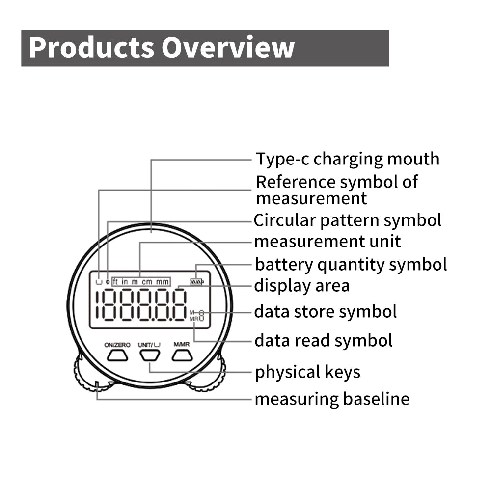 High Precision LCD Display Rechargeable Digital Ruler