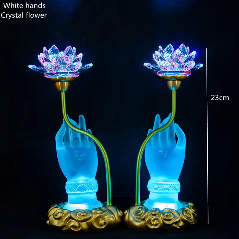 Sacred Lotus Hand Crystal Lamp
