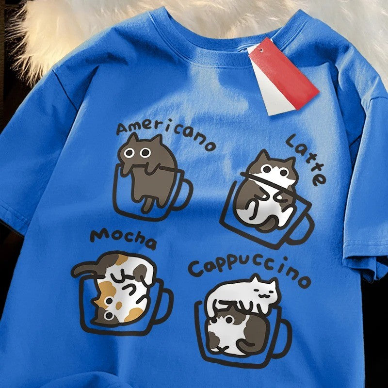 Cat Coffee Lover Funny T-Shirt