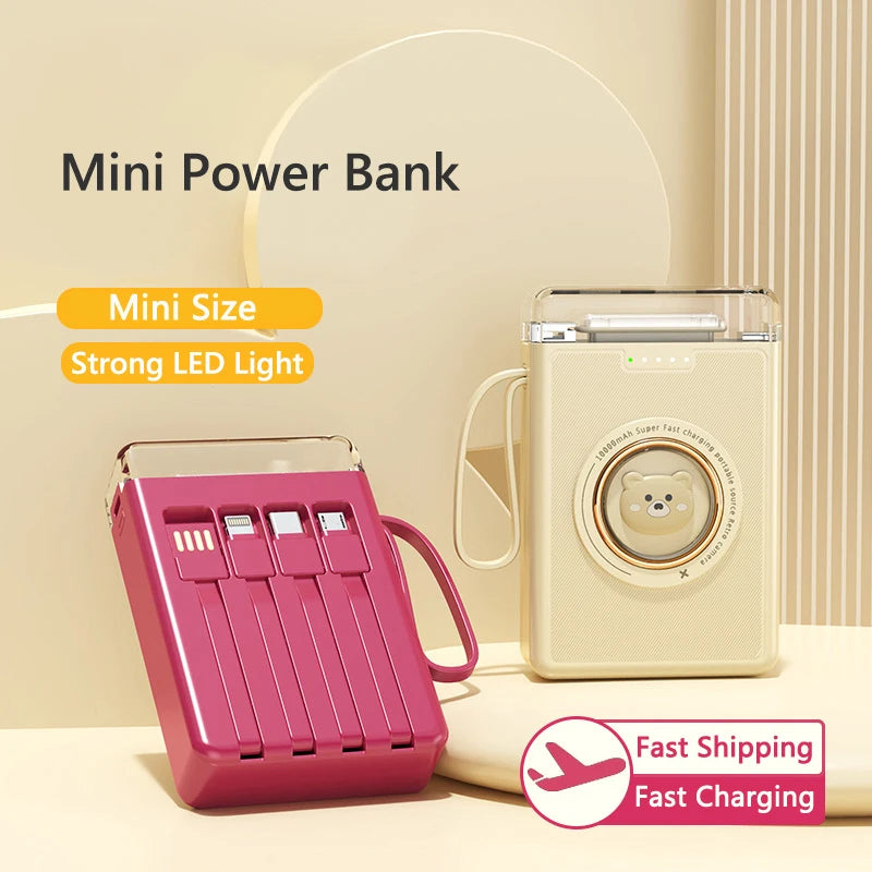 Mini Cute Built-in Cable LED Powerbank