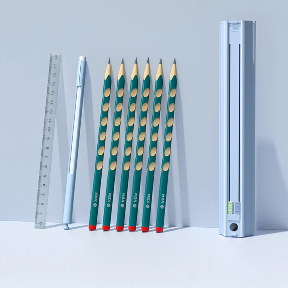 Slim Portable Multifunctional Ruler Pencil Holder