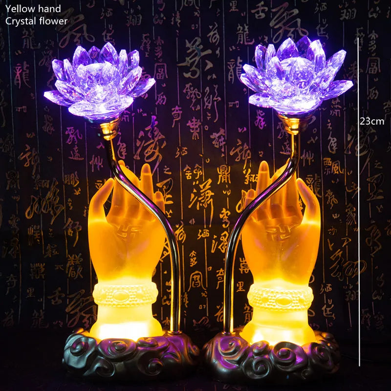 Sacred Lotus Hand Crystal Lamp