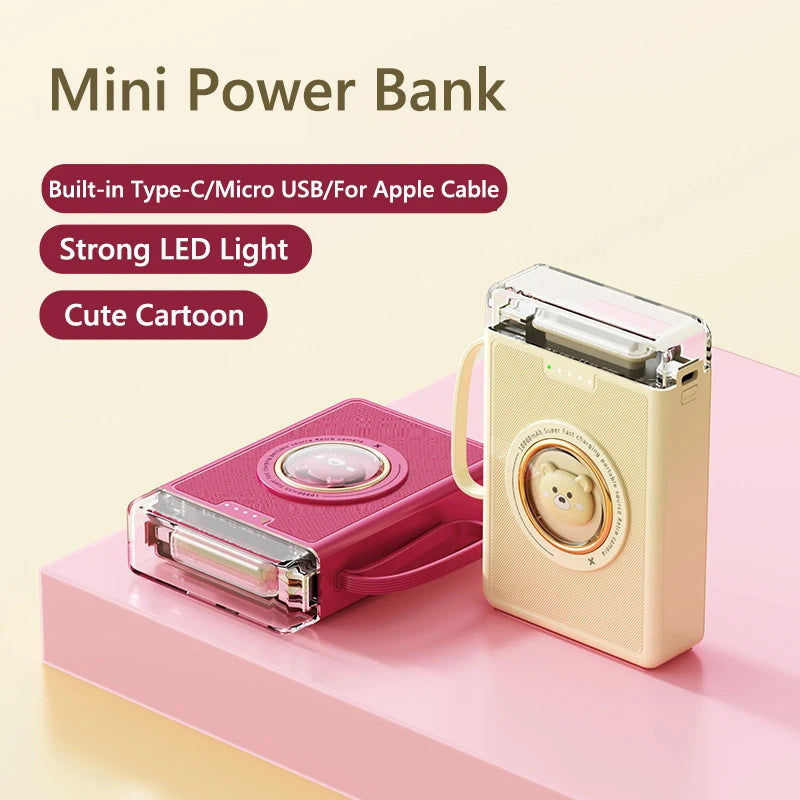 Mini Cute Built-in Cable LED Powerbank