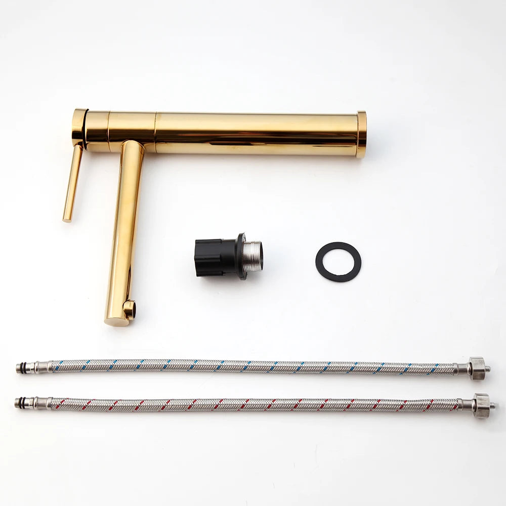 Golden Plated Vessel Stream Brass Elegant Faucet
