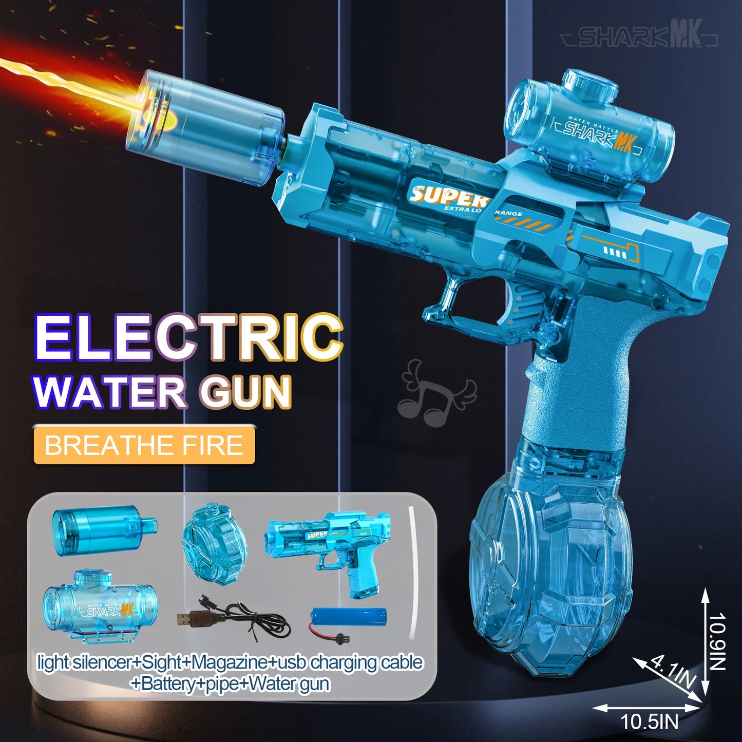 Electric Flame Effect Water Spray Blaster Toy Gun