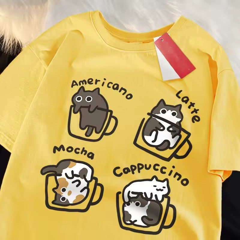 Cat Coffee Lover Funny T-Shirt
