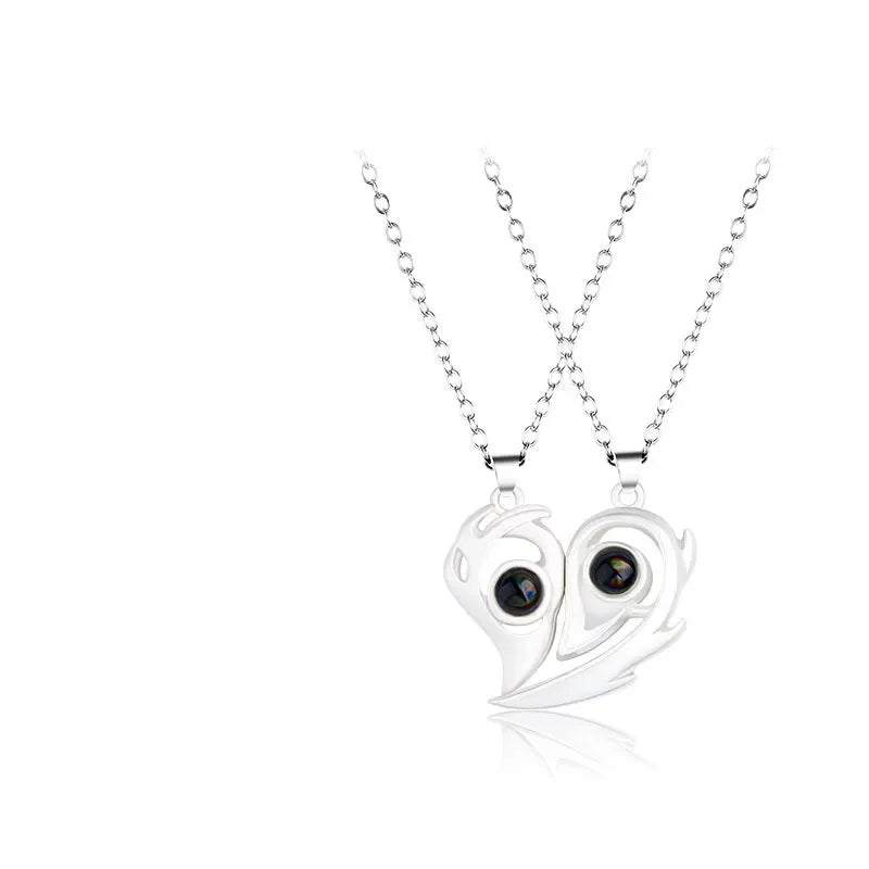 I Love You Magnetic Projection Couple Necklace Set