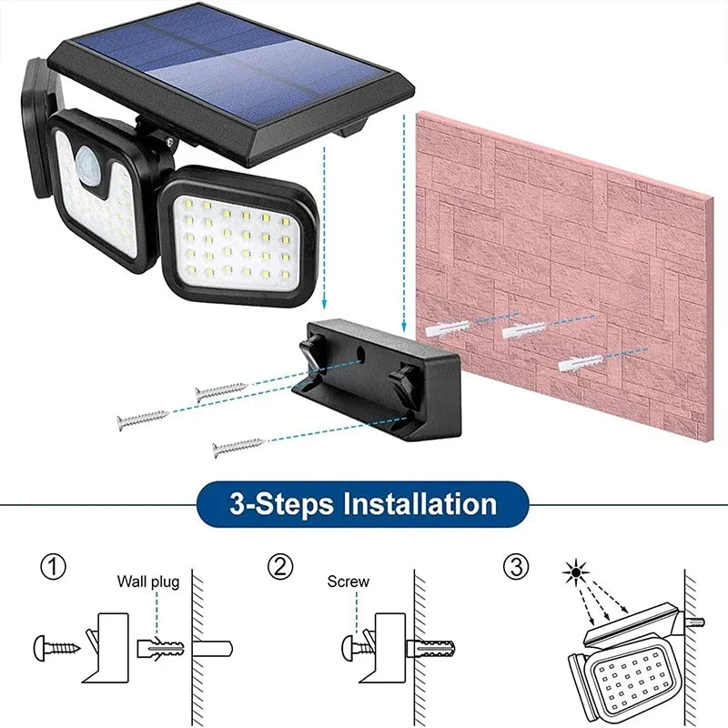 Power Save Motion Activated Outdoor Solar Lamp