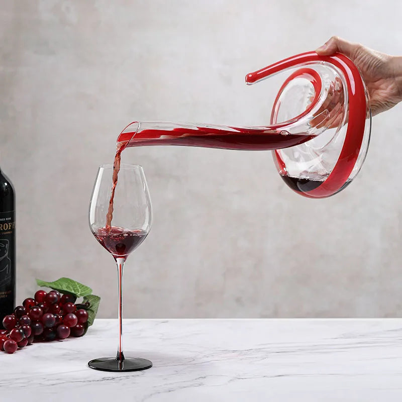 Artisan Blown Snake-Shaped Glass Wine Separator