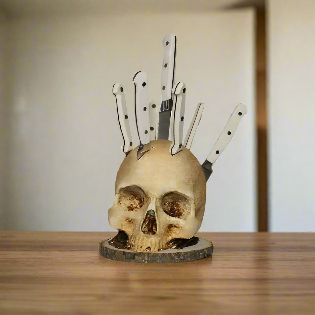 Gothic Skull Knife Organizer Holder