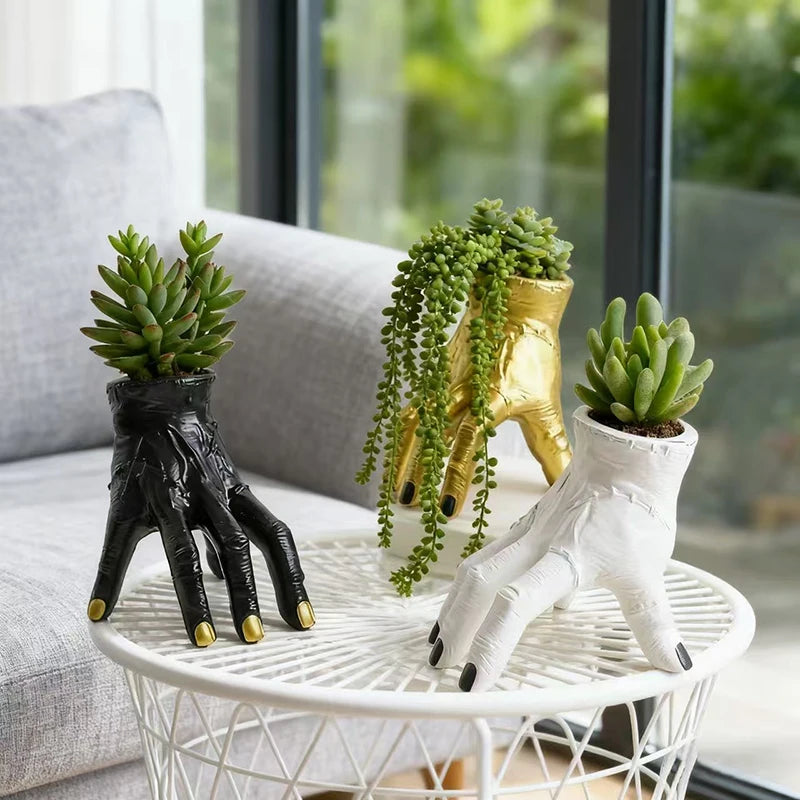 Nightcrawl Gothic Hand Ceramic Planter Pot