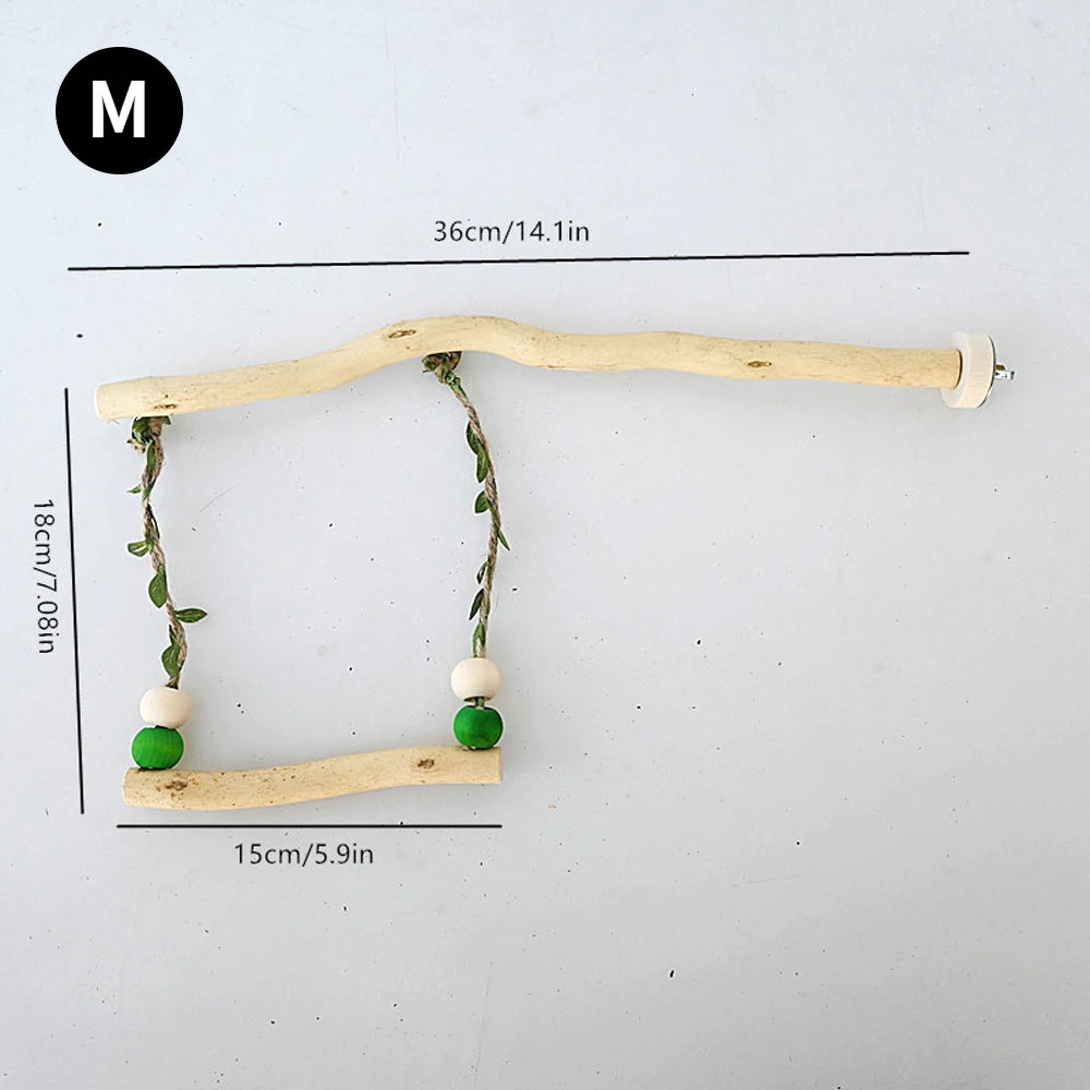 Natural Wood Hanging Bird Swing