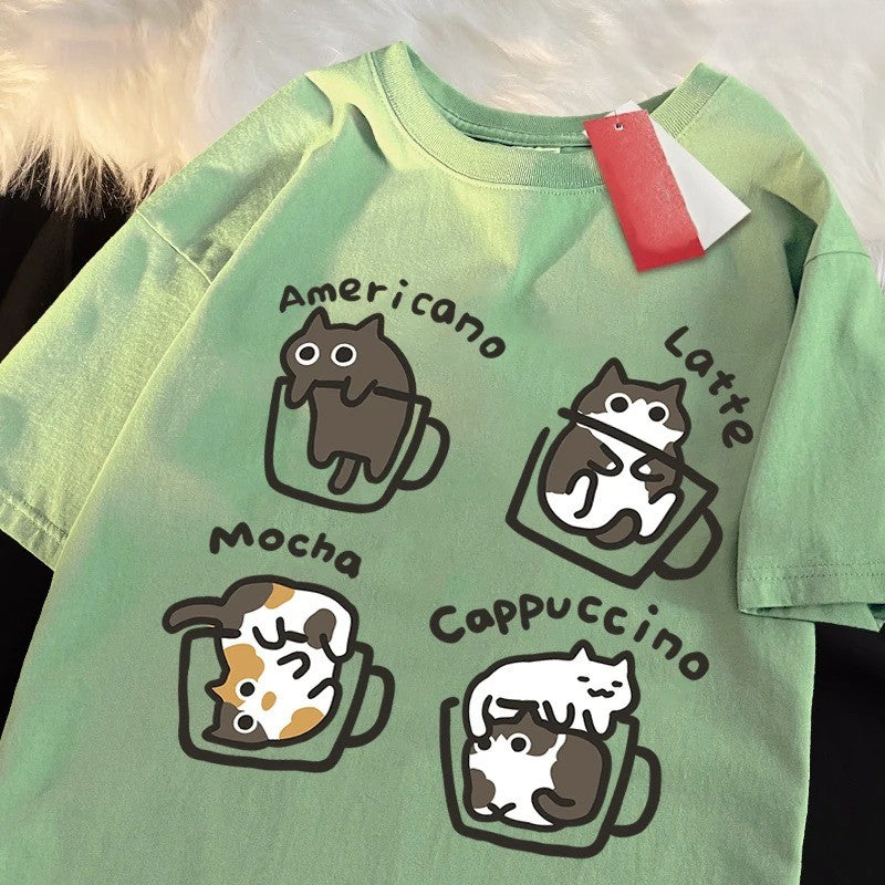 Cat Coffee Lover Funny T-Shirt
