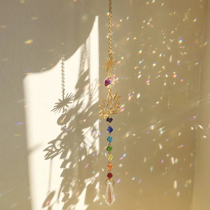 Lotus Crystal Sun Catcher Rainbow Prism
