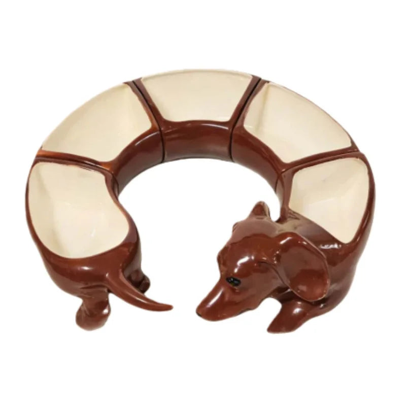 Good Boy Five-Piece Dachshund Ceramic Snack Serving Plate Set