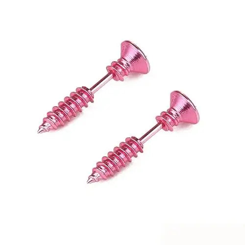 Realistic Screw Industrial Steel Earrings