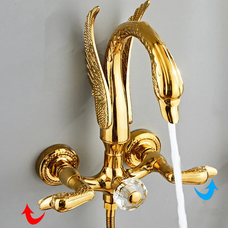 Gold Swan Design Rainfall Shower System