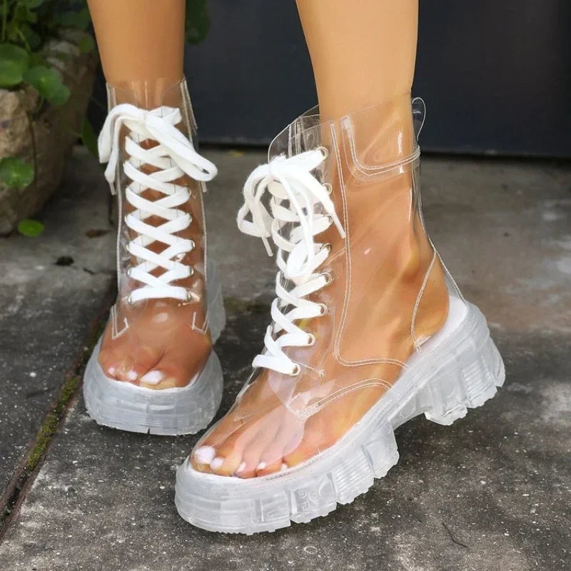 Crystal Clear Platform Rain Boots