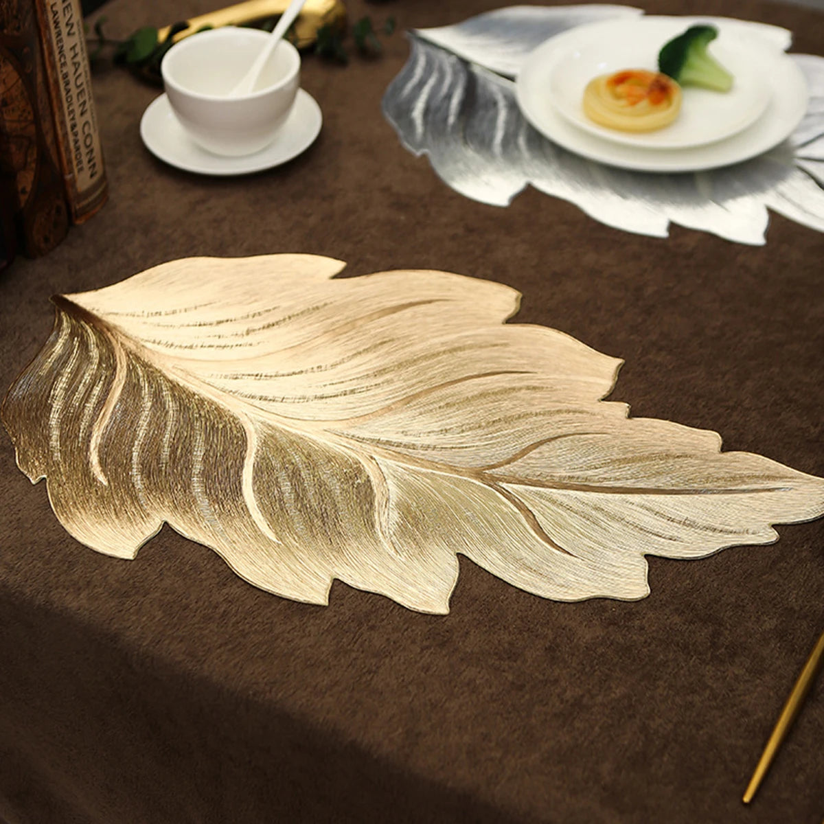 Gold Leaf Shape Decorative Serving Tray