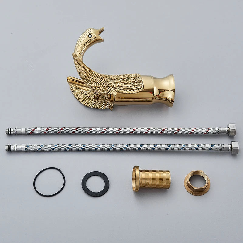 Swan Single Handle Golden Basin Faucet