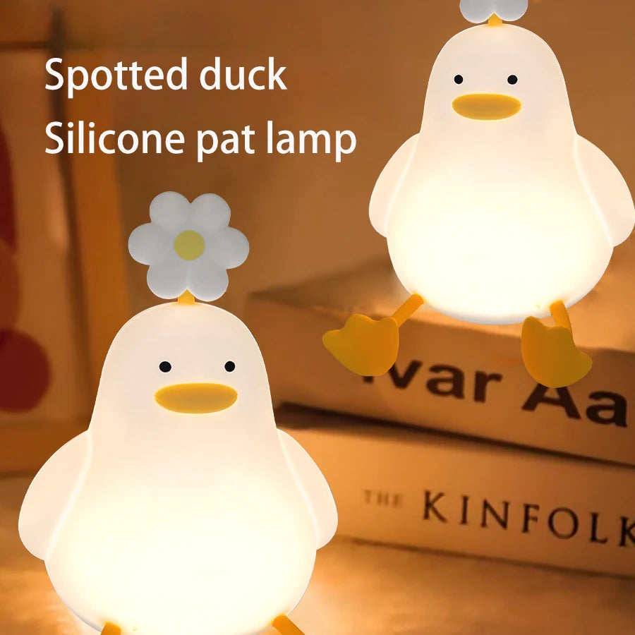 Cute Flower Duck Phone Holder Night Lamp