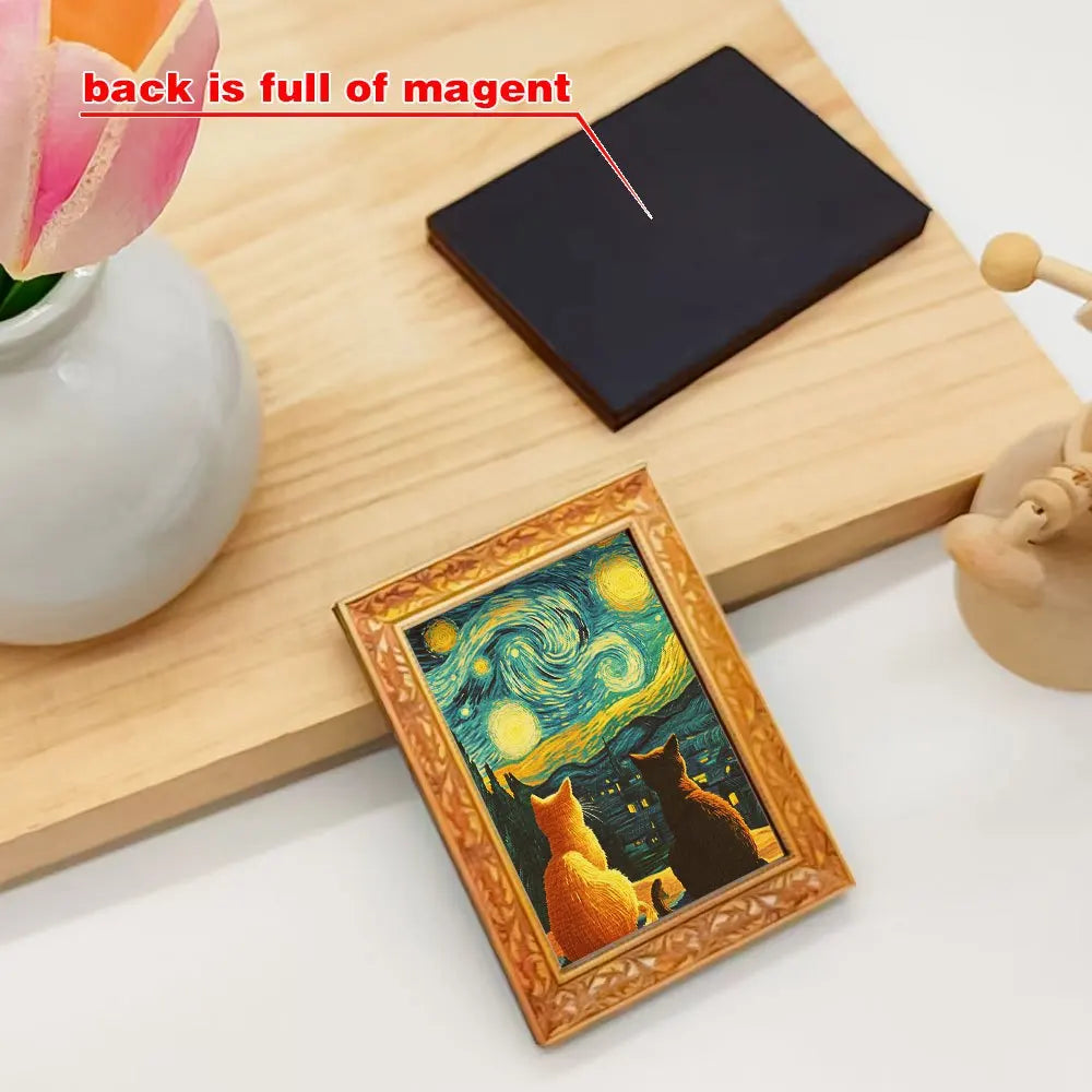 Cat on Canvas Mini Frame Fridge Magnet